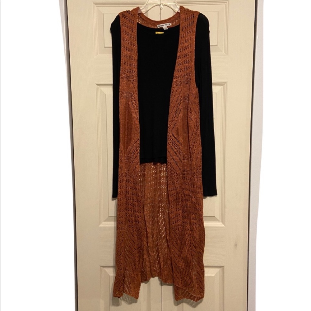 Rusty Orange Lace Cardigan w/ shirt